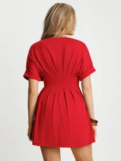 Deep V Zip Front Two-Piece Sculpting Mini Dress