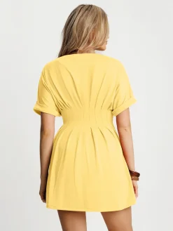 Deep V Zip Front Two-Piece Sculpting Mini Dress