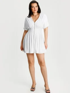 Deep V Zip Front Two-Piece Sculpting Mini Dress