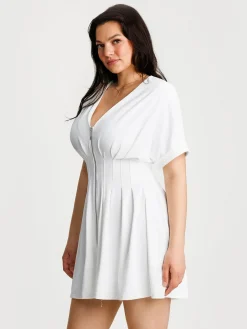 Deep V Zip Front Two-Piece Sculpting Mini Dress