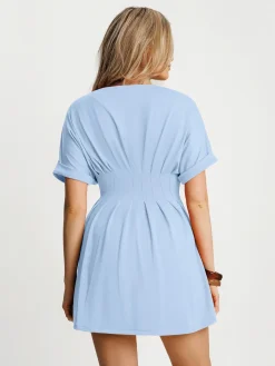 Deep V Zip Front Two-Piece Sculpting Mini Dress
