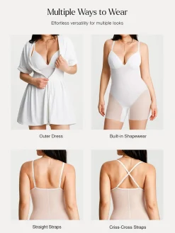 Deep V Zip Front Two-Piece Sculpting Mini Dress