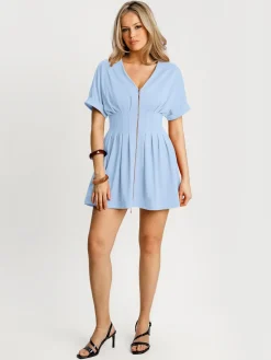 Deep V Zip Front Two-Piece Sculpting Mini Dress