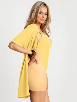 Deep V Zip Front Two-Piece Sculpting Mini Dress