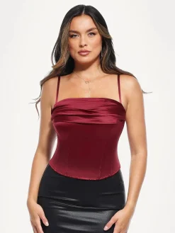 Draped Sculpting Floral-Print Camisole Top