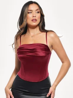 Draped Sculpting Floral-Print Camisole Top