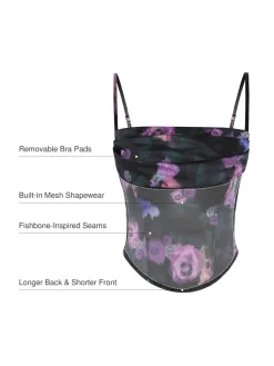 Draped Sculpting Floral-Print Camisole Top