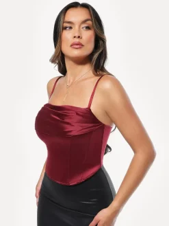 Draped Sculpting Floral-Print Camisole Top