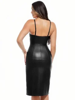 Dual-Wear Sculpting Faux Leather Dress