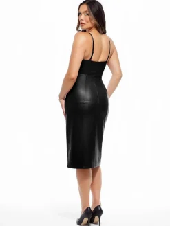 Dual-Wear Sculpting Faux Leather Dress