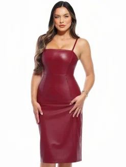 Dual-Wear Sculpting Faux Leather Dress