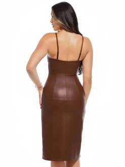Dual-Wear Sculpting Faux Leather Dress