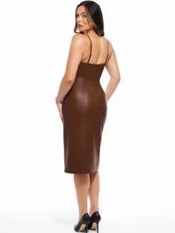 Dual-Wear Sculpting Faux Leather Dress