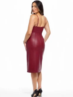 Dual-Wear Sculpting Faux Leather Dress