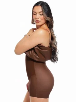 Dual-Wear Sculpting Faux Leather Dress