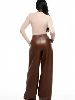 Faux Leather High Waisted Wide Leg Pants