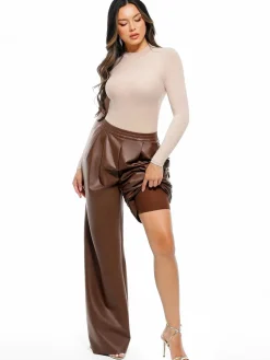 Faux Leather High Waisted Wide Leg Pants
