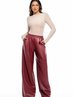 Faux Leather High Waisted Wide Leg Pants