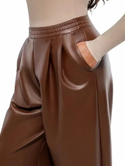 Faux Leather High Waisted Wide Leg Pants