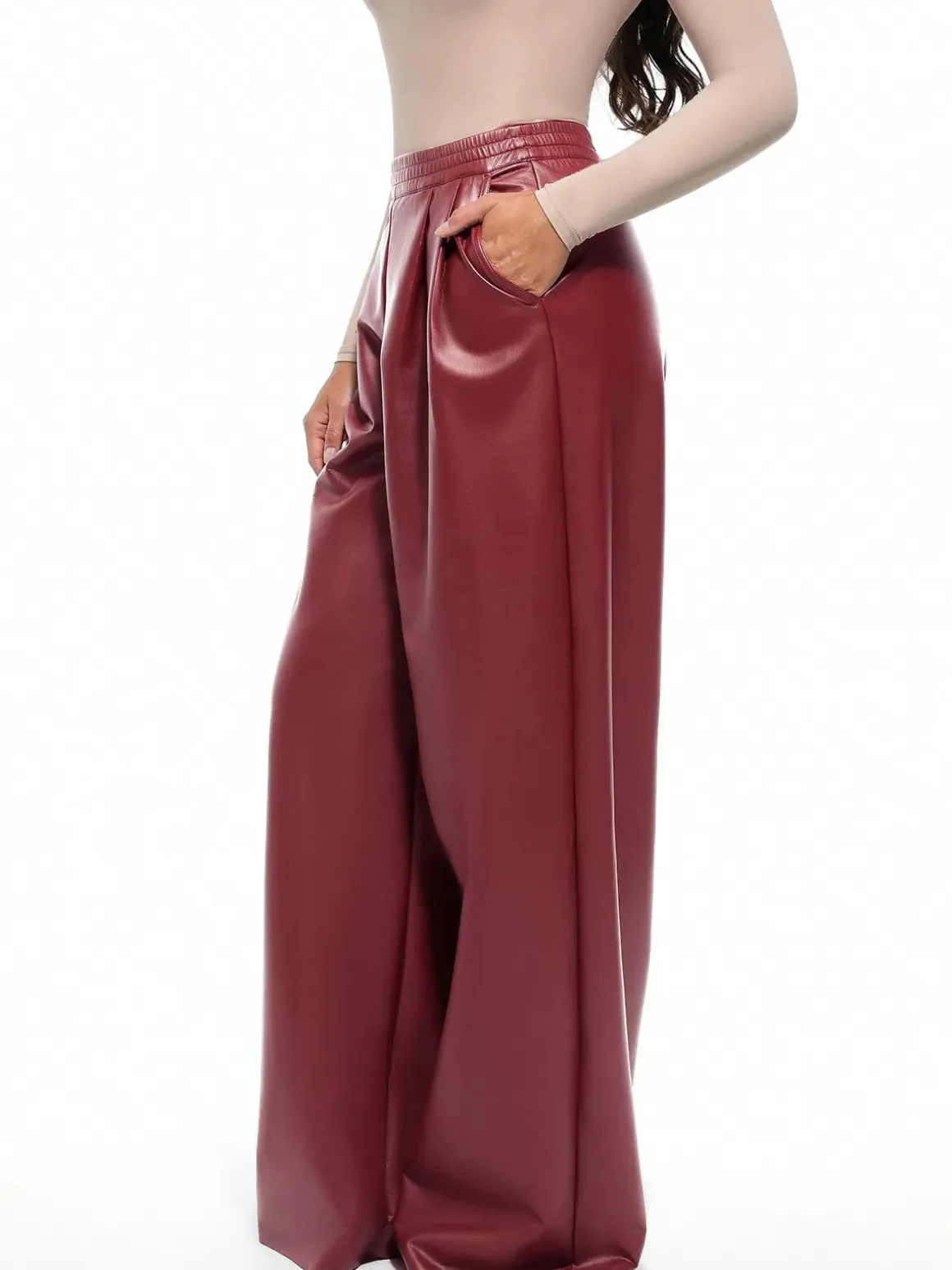 Faux Leather High Waisted Wide Leg Pants