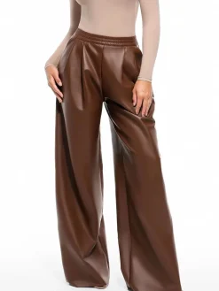 Faux Leather High Waisted Wide Leg Pants