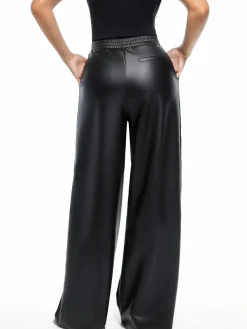 Faux Leather High Waisted Wide Leg Pants