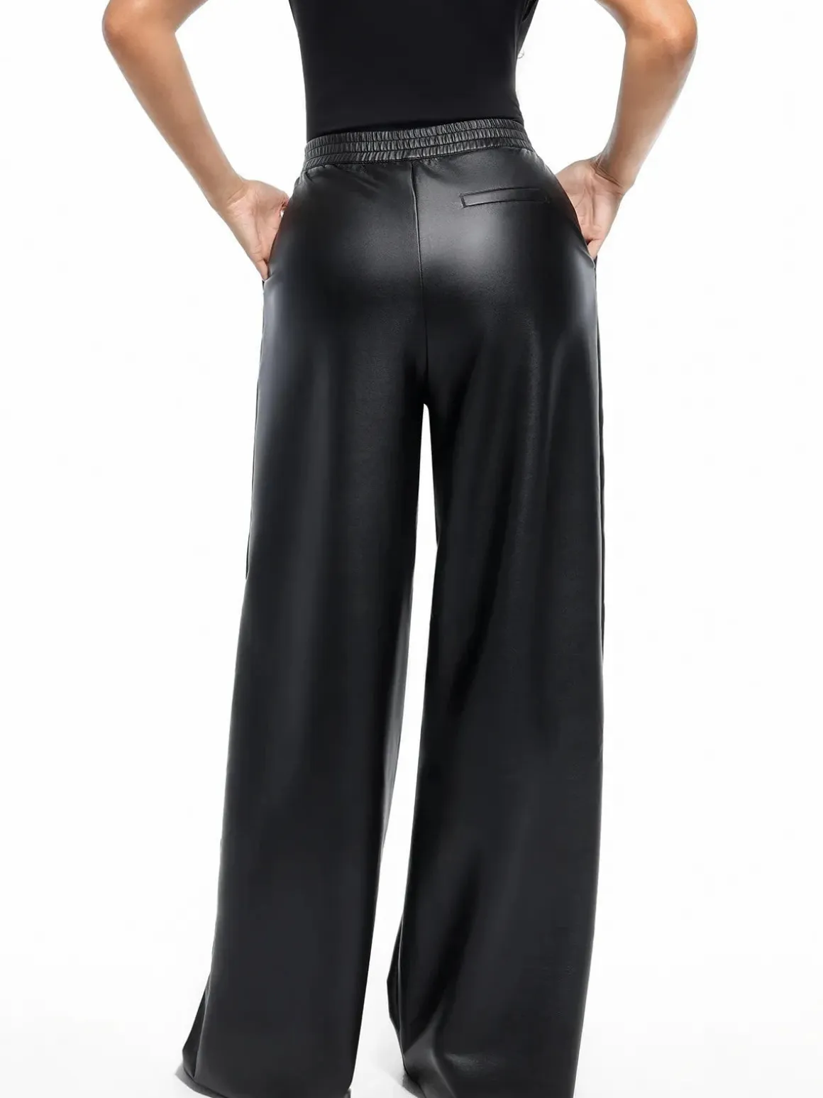 Faux Leather High Waisted Wide Leg Pants