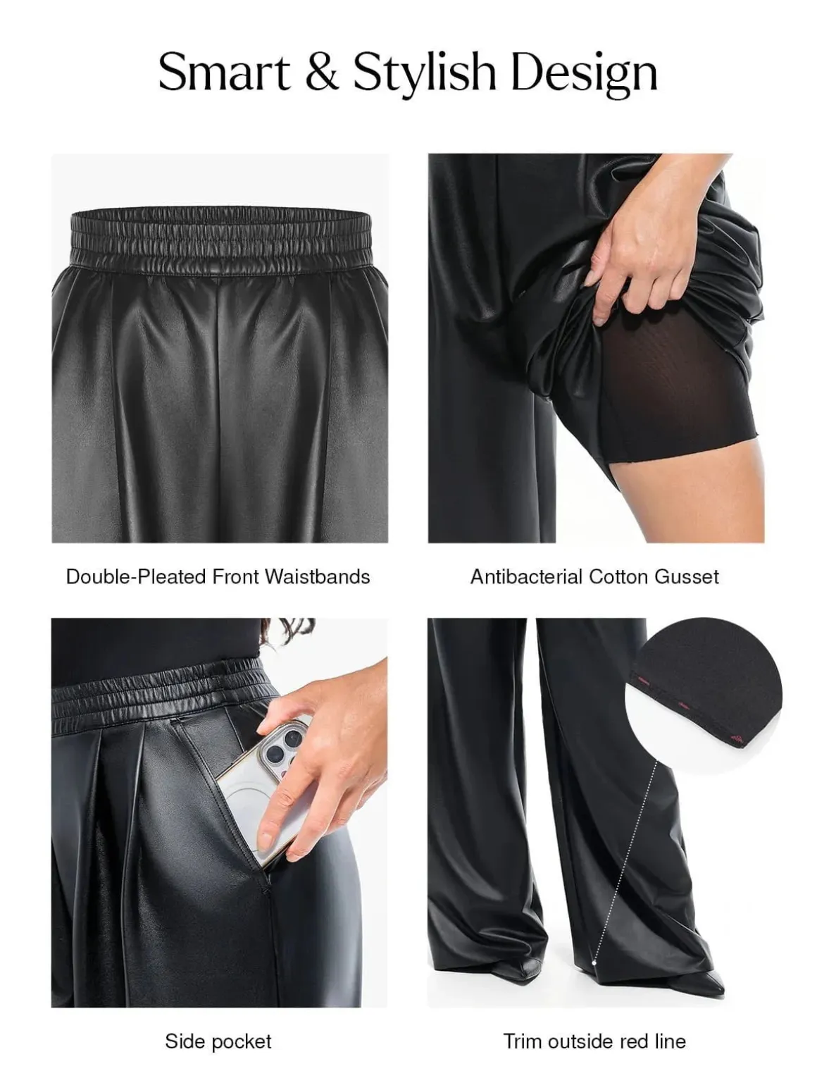Faux Leather High Waisted Wide Leg Pants