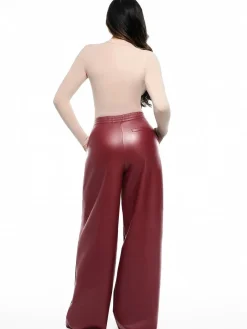 Faux Leather High Waisted Wide Leg Pants