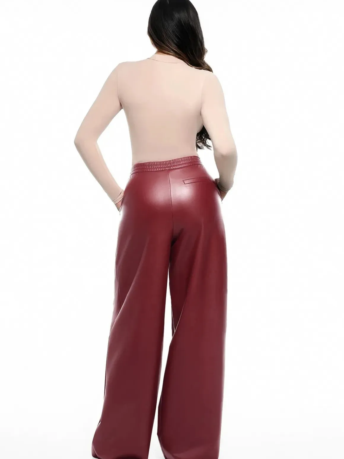 Faux Leather High Waisted Wide Leg Pants