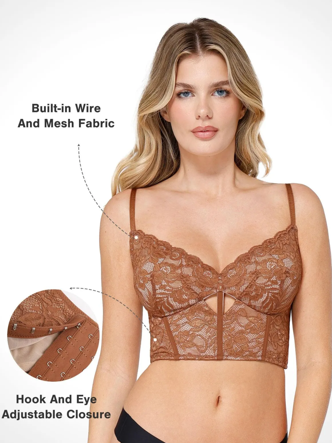 Full Coverage Longline Underwire Lace Bralette