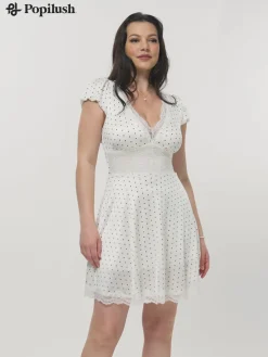 Lace Trim Sculpting Fit & Flare Mini Dress