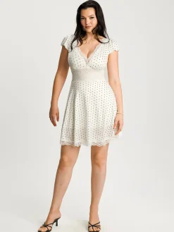 Lace Trim Sculpting Fit & Flare Mini Dress