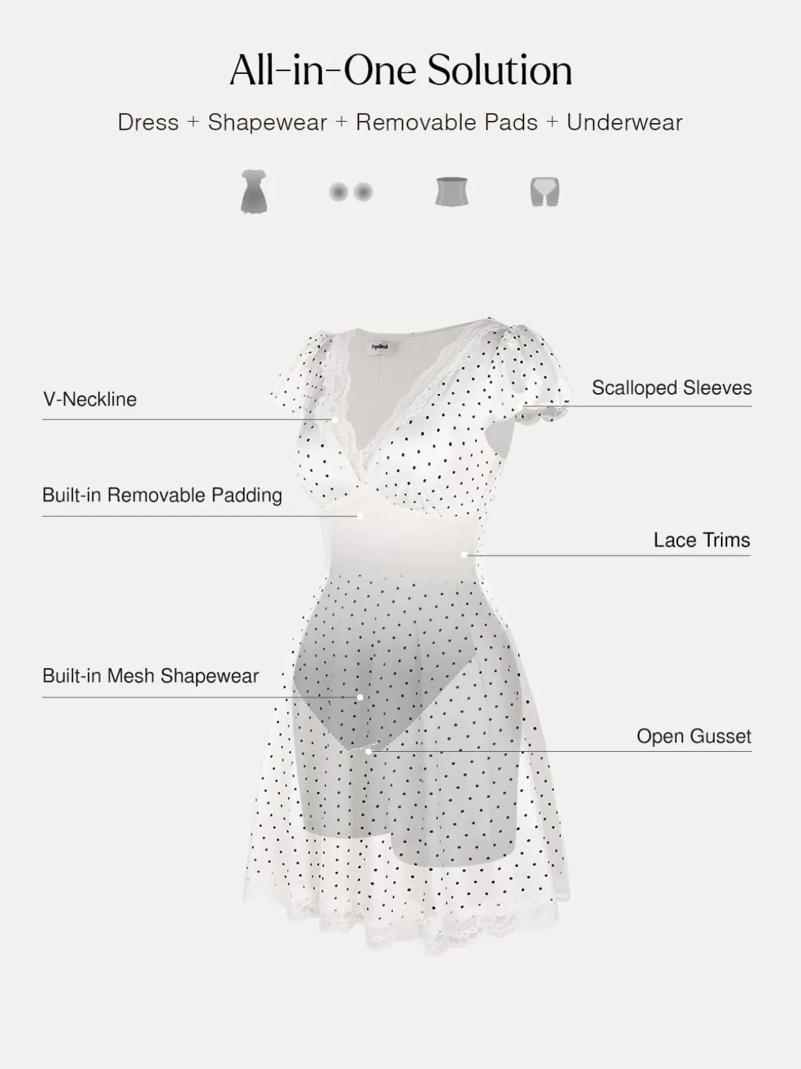 Lace Trim Sculpting Fit & Flare Mini Dress