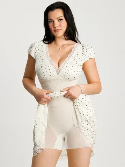 Lace Trim Sculpting Fit & Flare Mini Dress