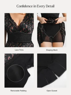 Lace Trim Sculpting Fit & Flare Mini Dress