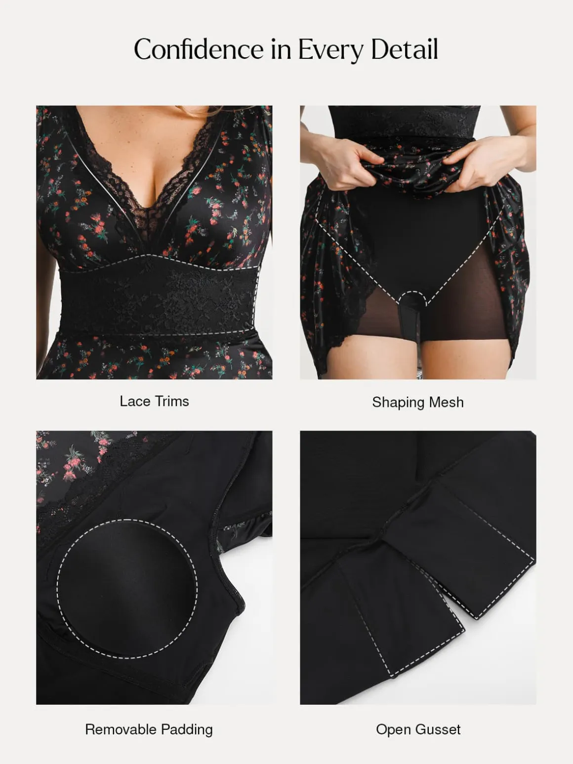 Lace Trim Sculpting Fit & Flare Mini Dress