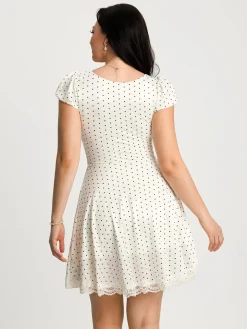 Lace Trim Sculpting Fit & Flare Mini Dress