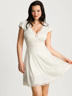 Lace Trim Sculpting Fit & Flare Mini Dress