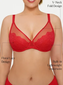 Lightweight Underwire Minimizer Lace Mesh Bra