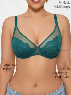 Lightweight Underwire Minimizer Lace Mesh Bra