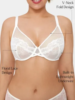Lightweight Underwire Minimizer Lace Mesh Bra