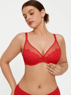 Lightweight Underwire Minimizer Lace Mesh Bra