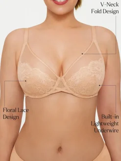 Lightweight Underwire Minimizer Lace Mesh Bra