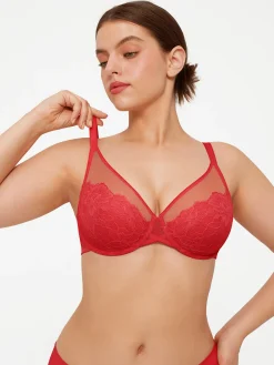 Lightweight Underwire Minimizer Lace Mesh Bra