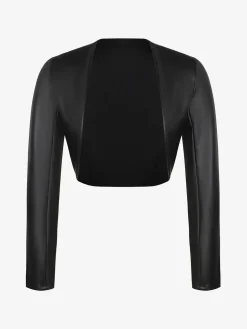 Long Sleeve Faux Leather Bolero Jacket