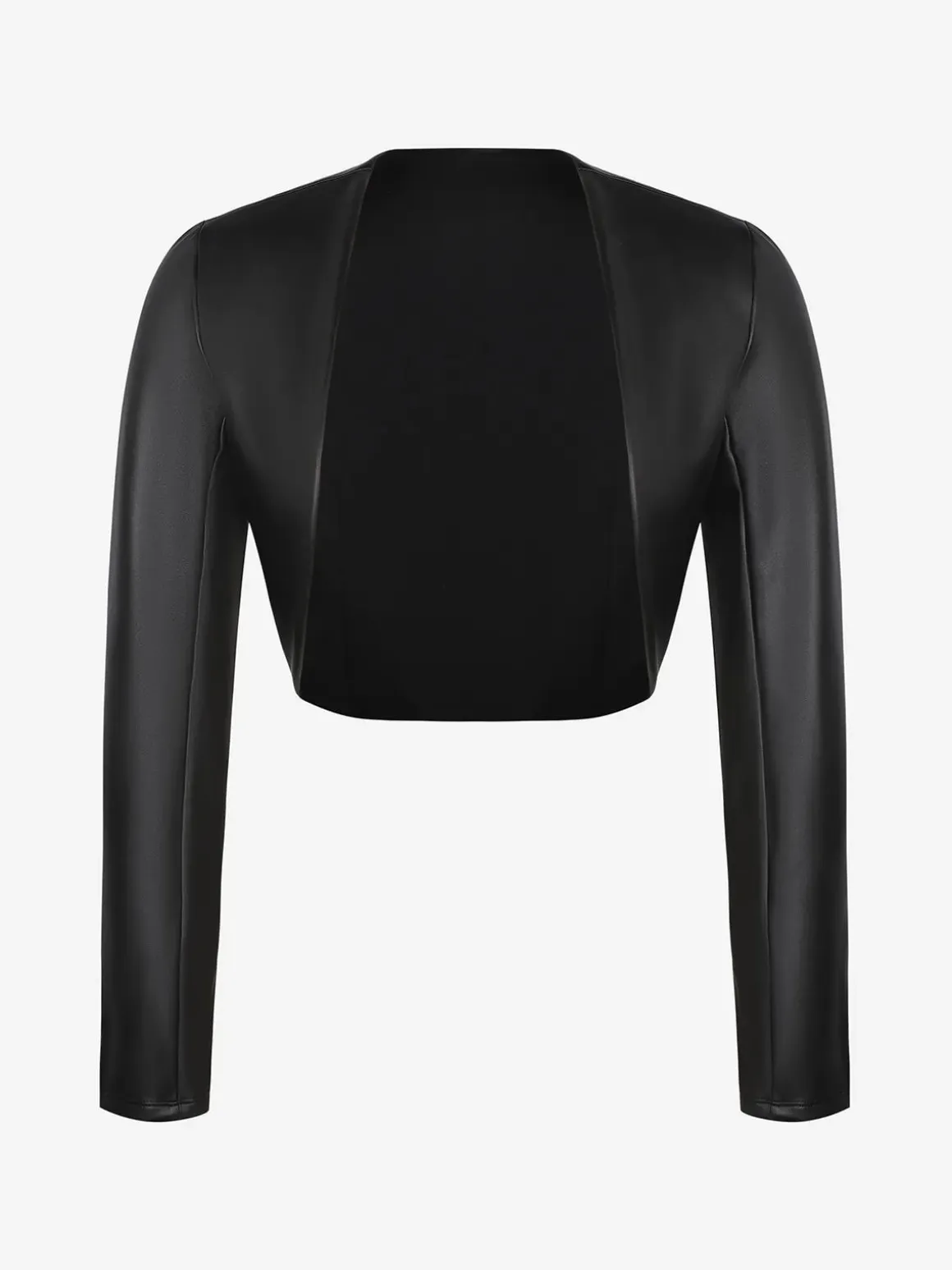Long Sleeve Faux Leather Bolero Jacket