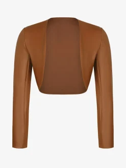 Long Sleeve Faux Leather Bolero Jacket