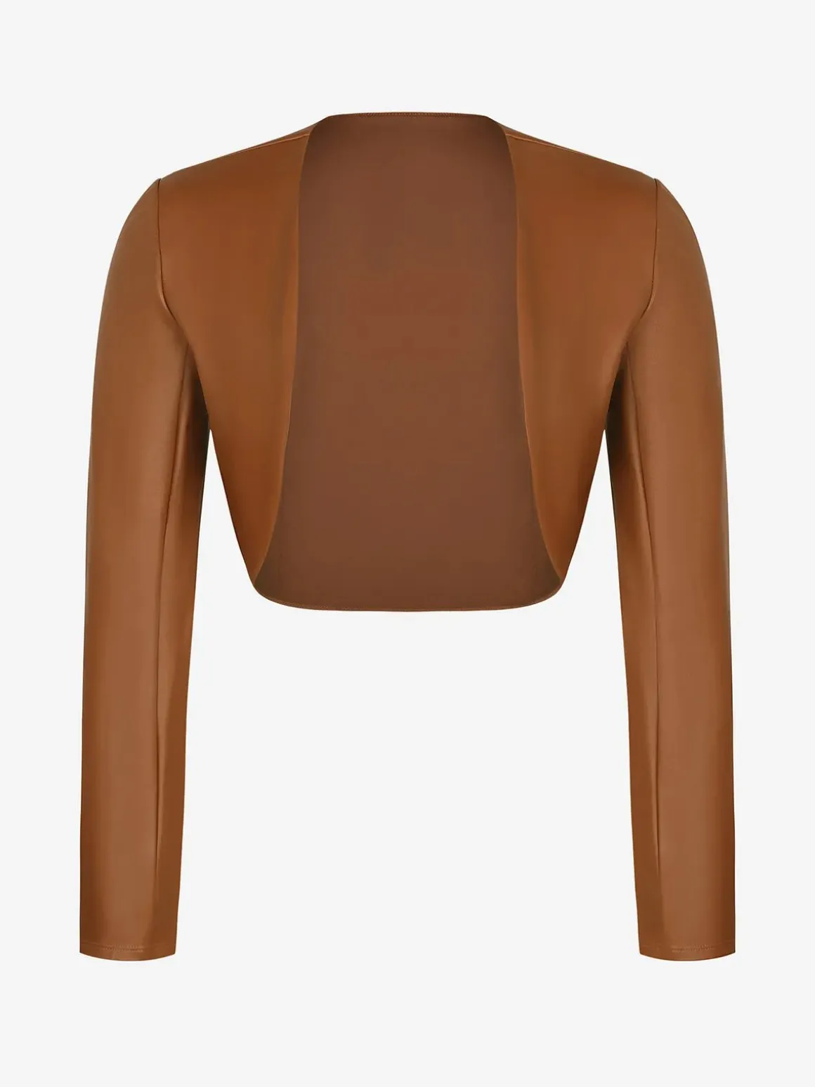 Long Sleeve Faux Leather Bolero Jacket