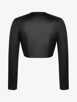 Long Sleeve Faux Leather Bolero Jacket